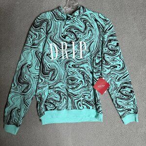LR Scoop Drip Hoodie Mint Black‎ Marble Print Small NWT